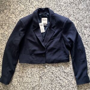 Abercrombie & Fitch Navy Blue Cropped Blazer Size Small NWT
